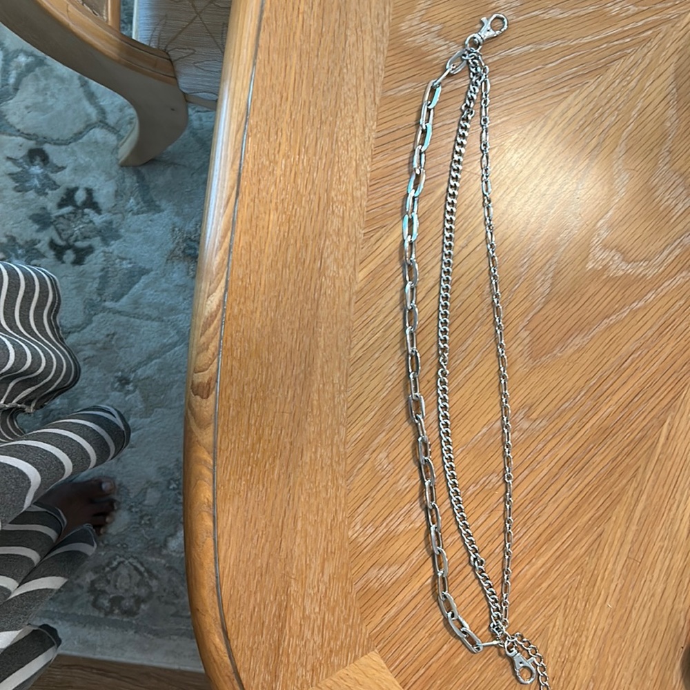 3 tier blue Jean or purse chain silver tone 19”